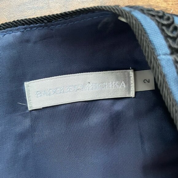 Badgley Mischka Womens Dress Sz 2 Black Black Embroidery Soutache Fit & Flare - Picture 10 of 11